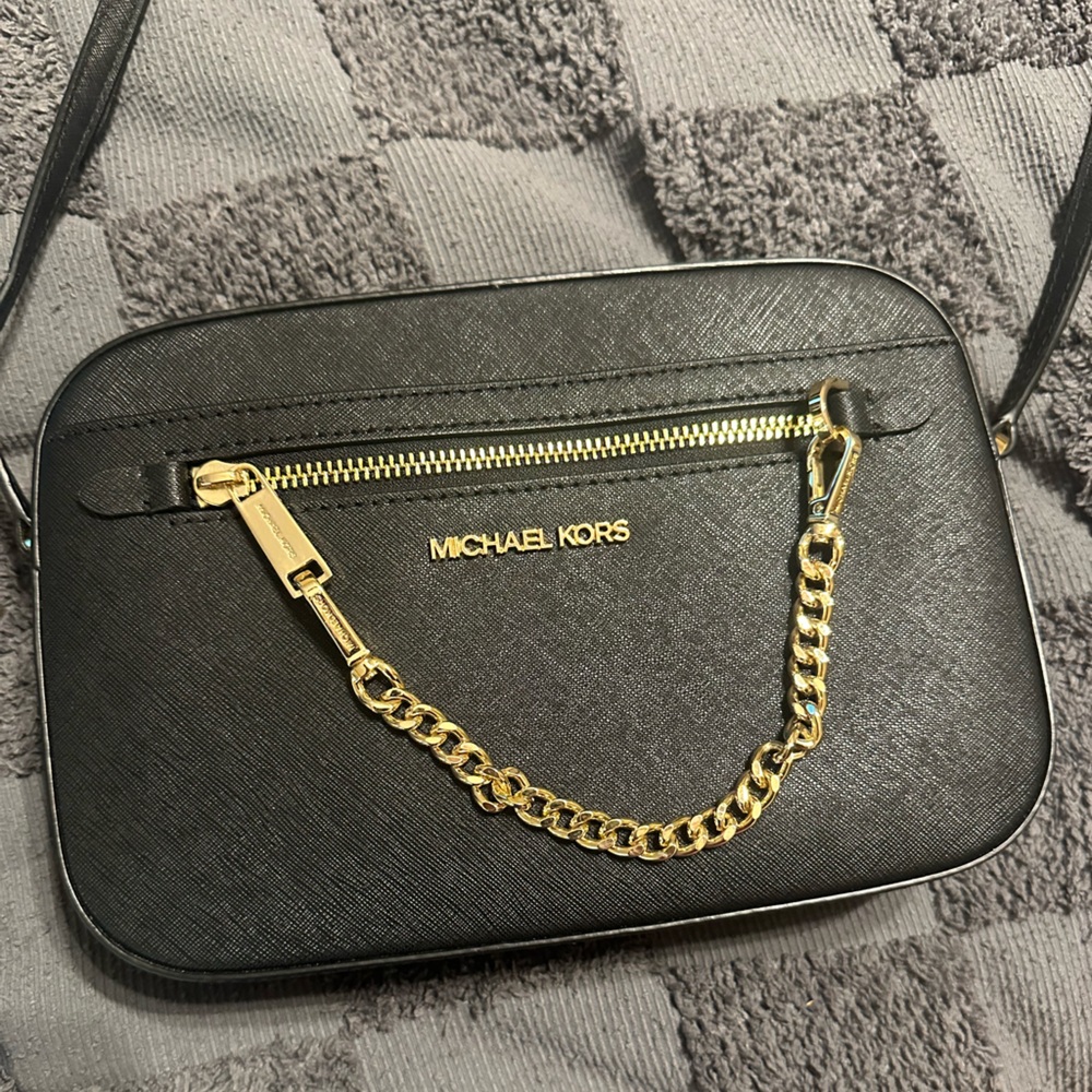 Michael Kors Black and Gold Chain Crossbody